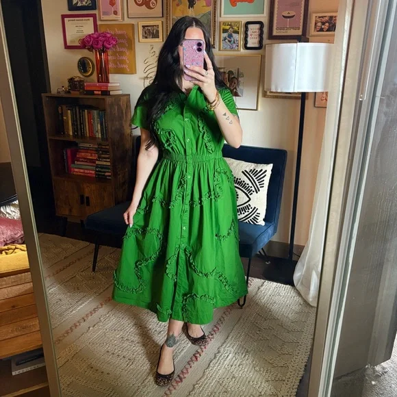 Kate Spade x Target Green Ruffled Midi Dress